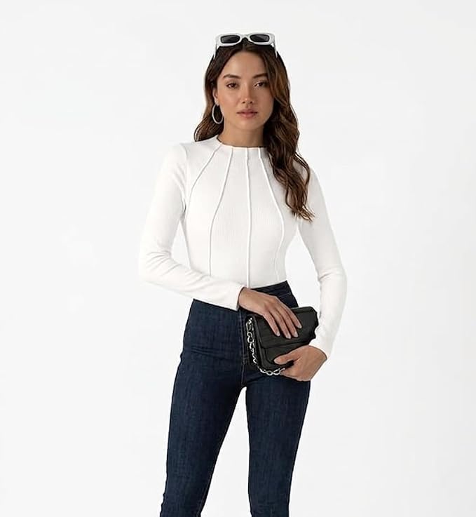 Women Solid Knits Mandarin Collar Cotton Top