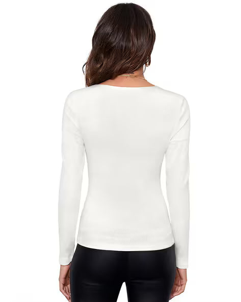Women Solid Knits Sweetheart Neck Cotton Top