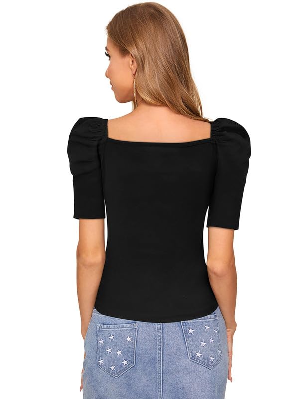 Maroon- Black Knit Fabric Top for Women