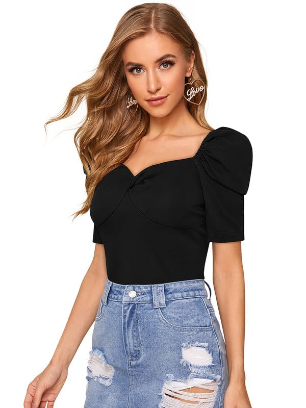 Maroon- Black Knit Fabric Top for Women