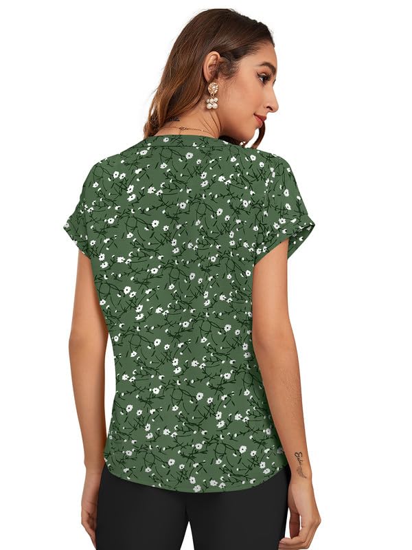 Women Floral Printed Mandarin Collar Cotton Top