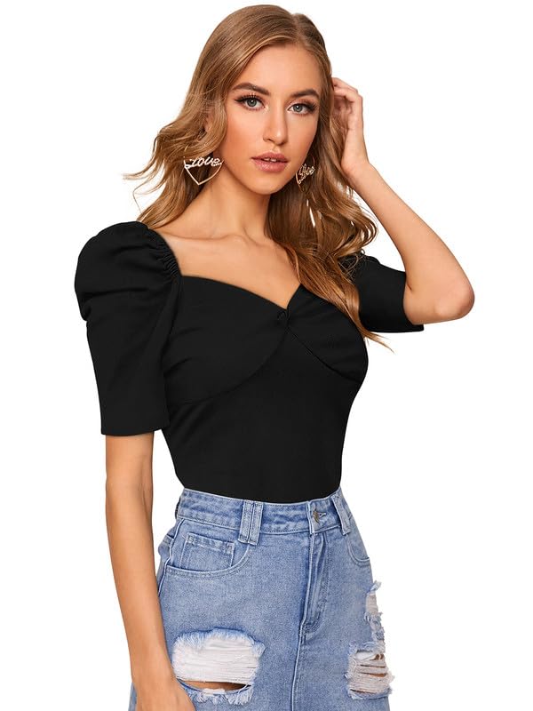 Maroon- Black Knit Fabric Top for Women