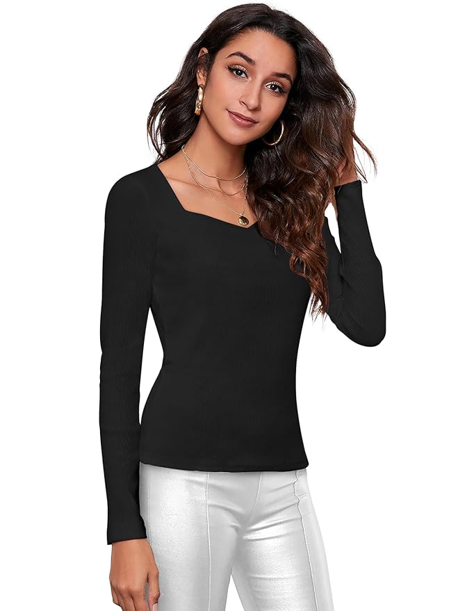Women Solid Knits Sweetheart Neck Cotton Top