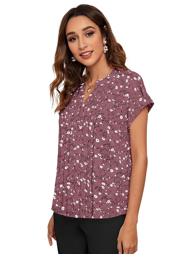 Women Floral Printed Mandarin Collar Cotton Top