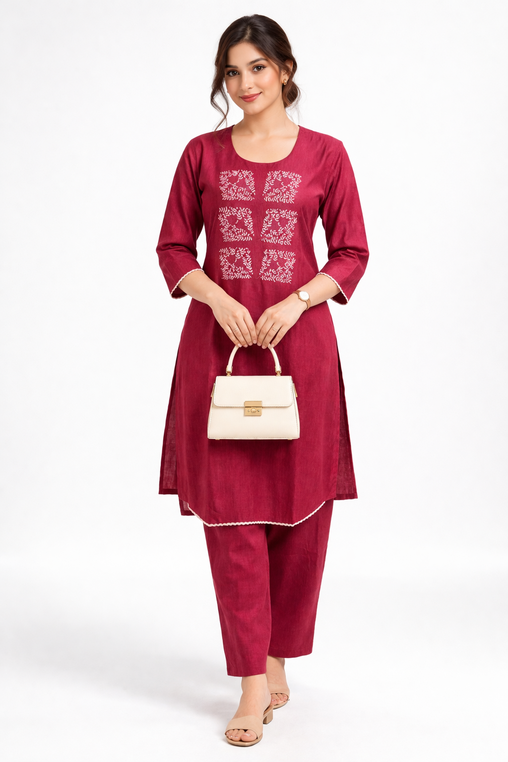 Elegant Magenta Embroidered Kurta Set for Women