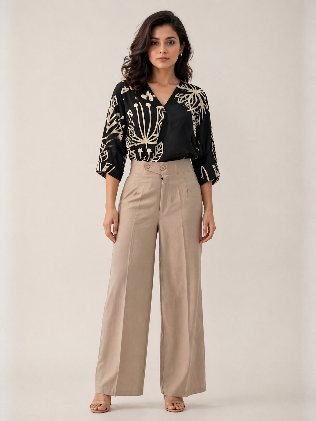 Women Relaxed High -Rise Easy Wash Smooth Soft Crepe Blend for Formal & Casual Wear