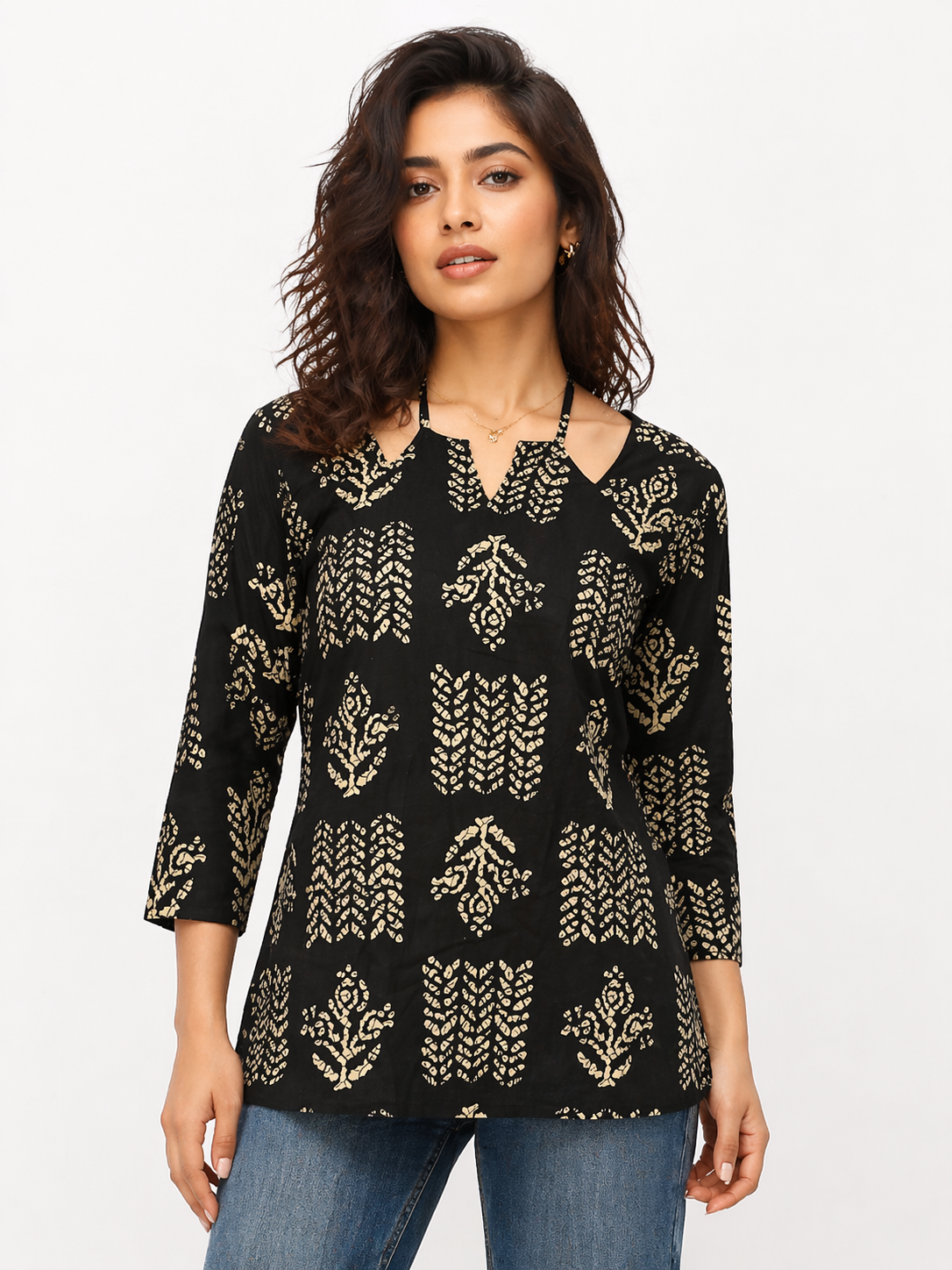 Midnight Charm Black Printed Kurta