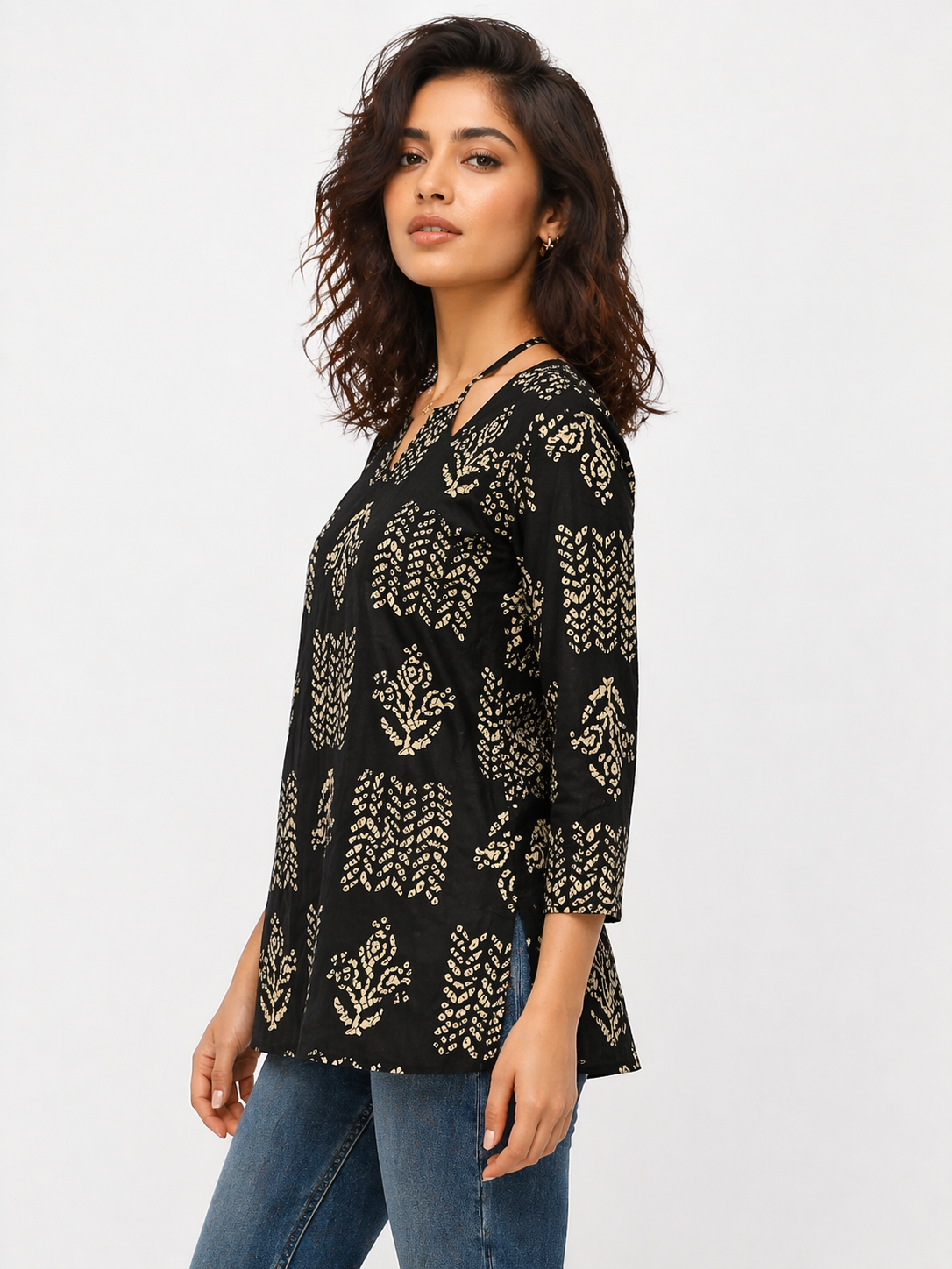 Midnight Charm Black Printed Kurta
