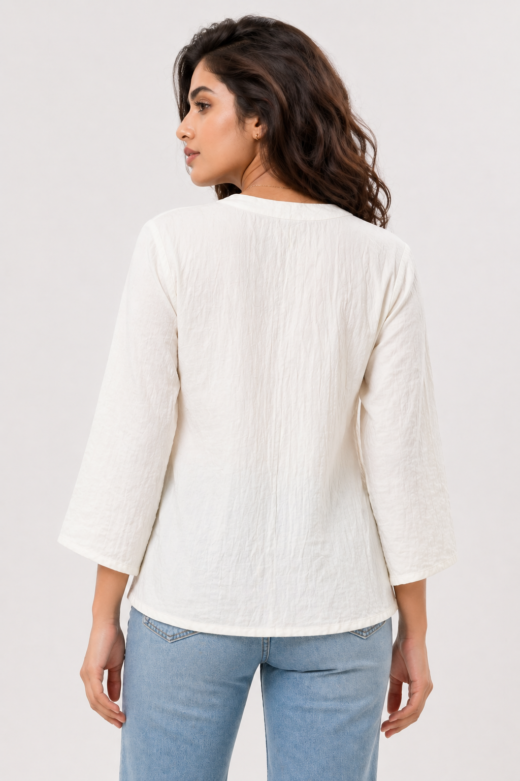 Ivory Printed Top with Abstract Floral Motif