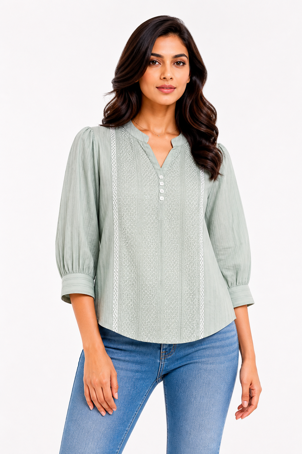 Soft Sage Green Textured Top