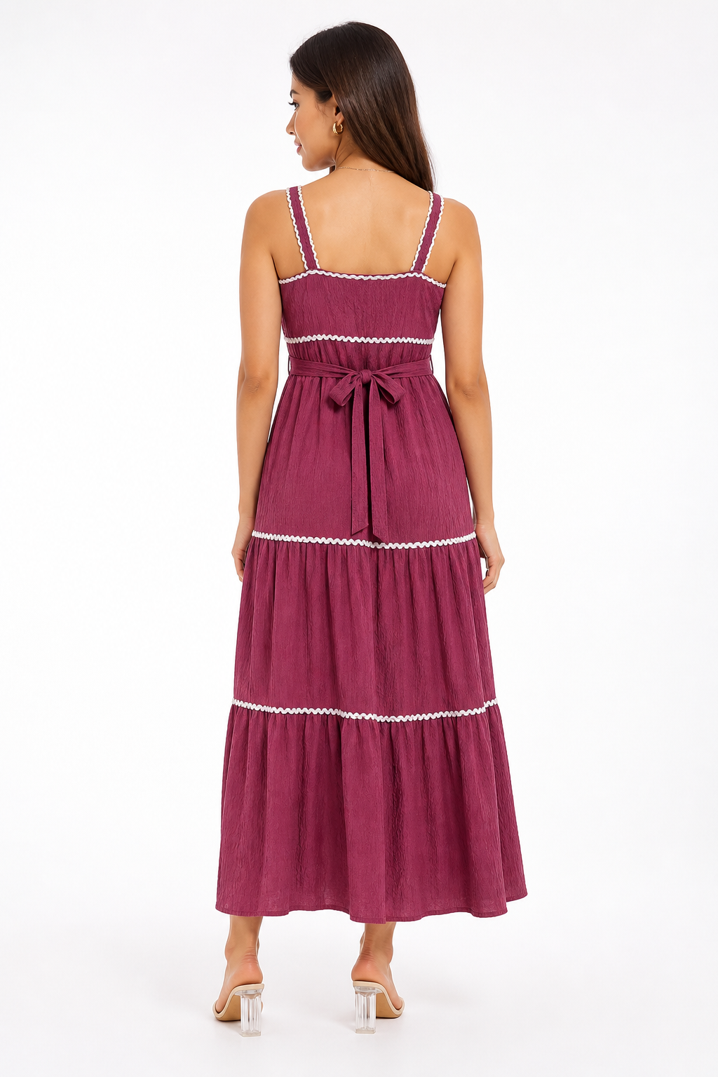 Classic Rose Red Lace Panel Maxi Dress