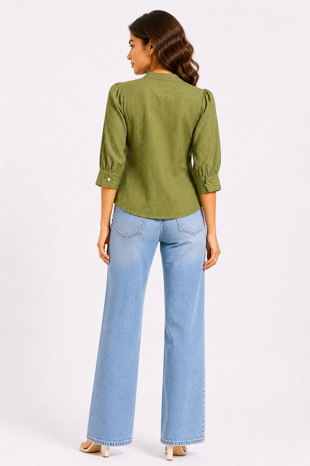 Olive Green Embroidered Panel Top