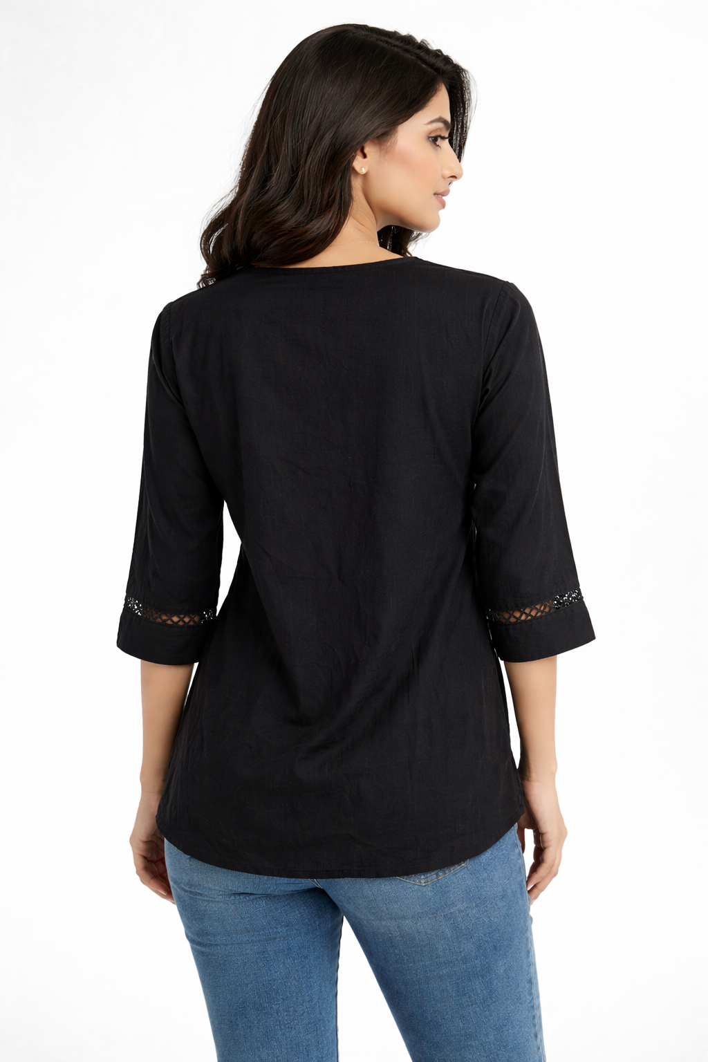 Elegant Black Embroidered Tunic Top for Women