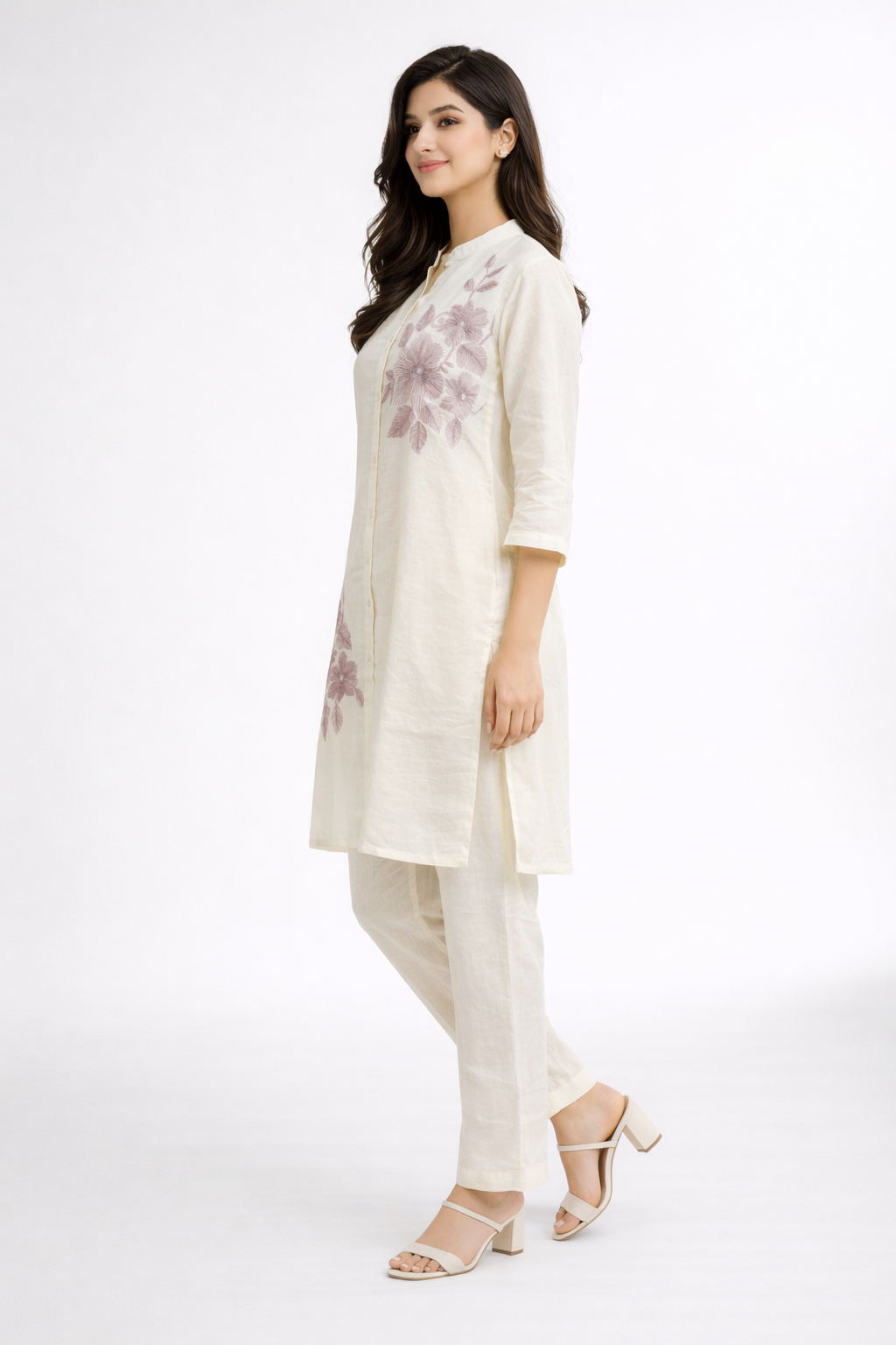 Elegant Solid Purple Straight Kurta Set.
