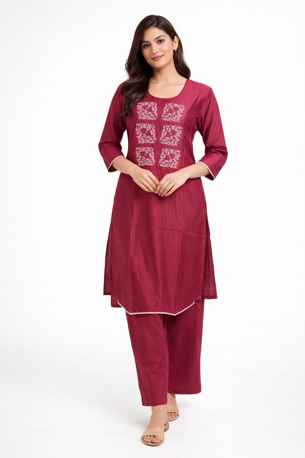 Elegant Magenta Embroidered Kurta Set for Women