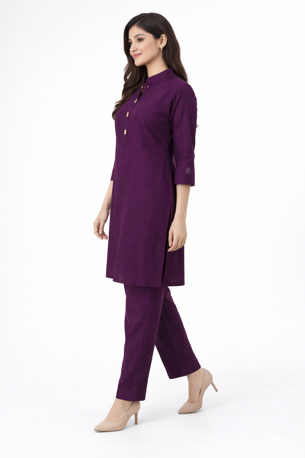 Elegant violet straight Co-0rds set