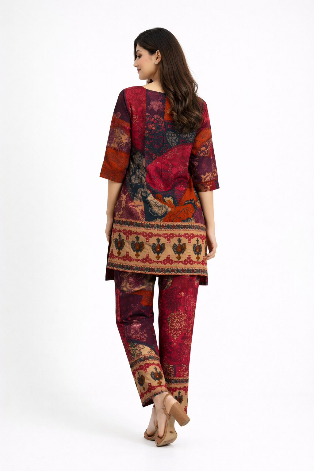Elegant Maroon  Printed Kurta Set.