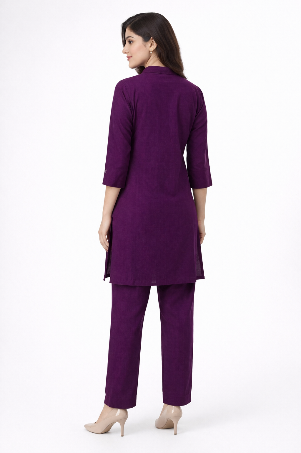 Elegant violet straight Co-0rds set