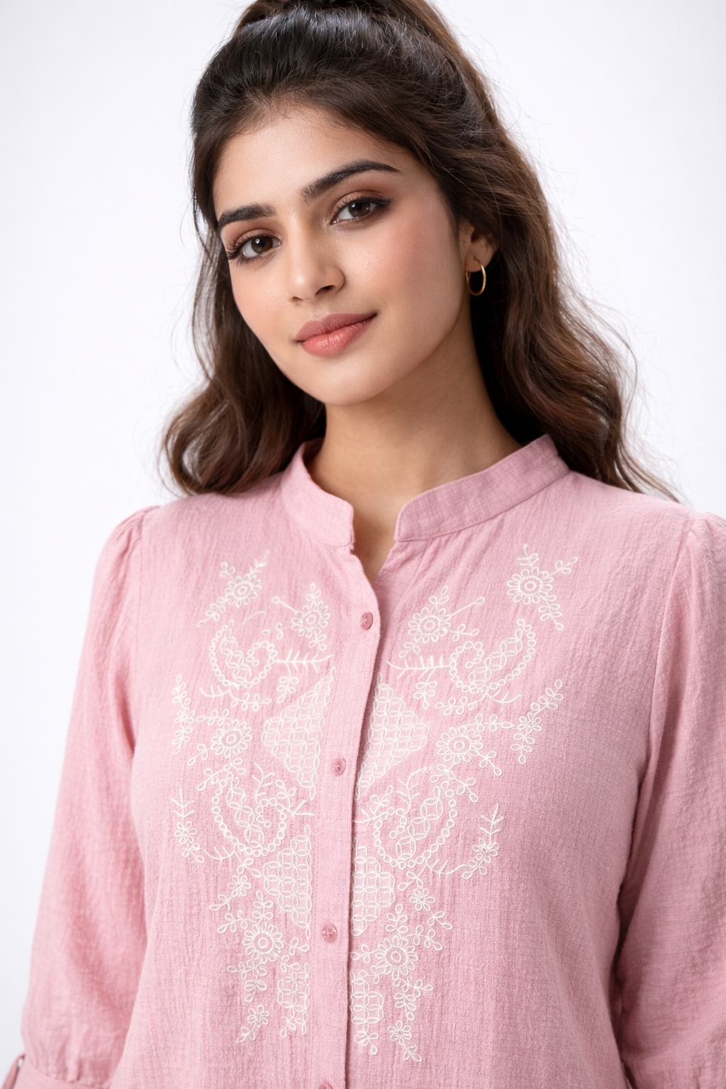 Blush Pink Embroidered A-Line Dress