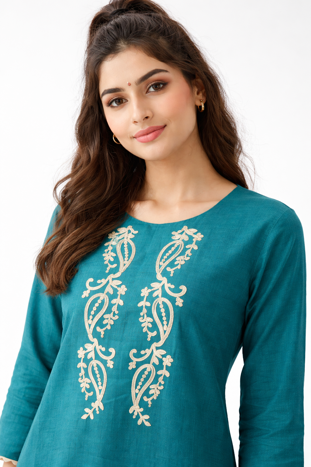 Elegant Teal Embroidered Kurta Set for Women