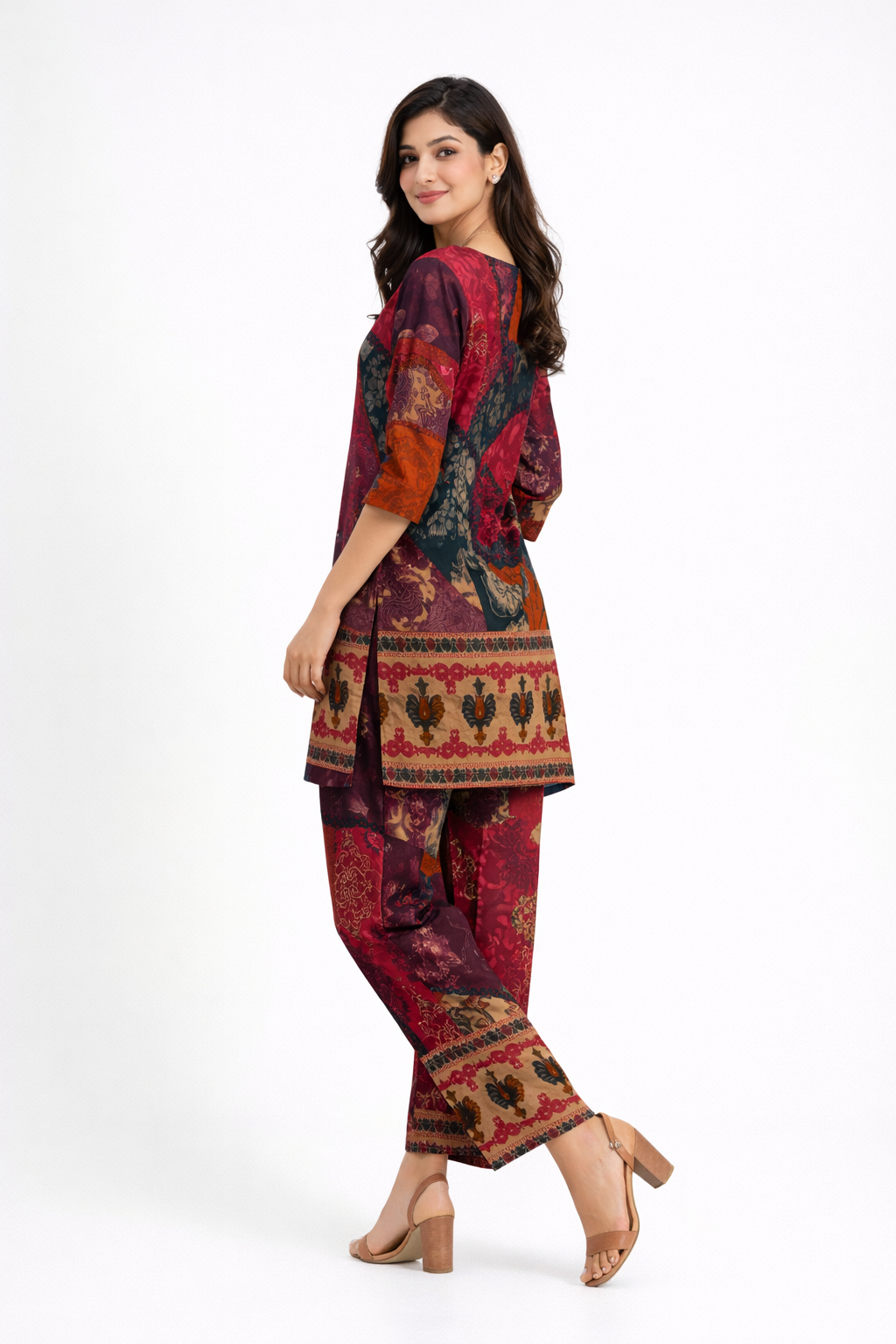 Elegant Maroon  Printed Kurta Set.
