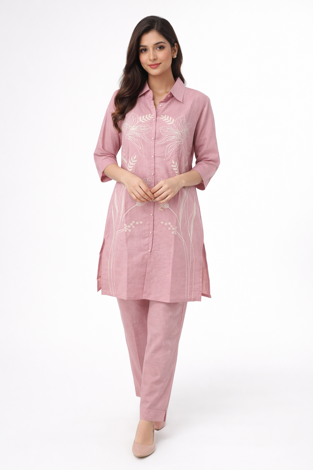 Elegant Pink Embroidered Kurta Set