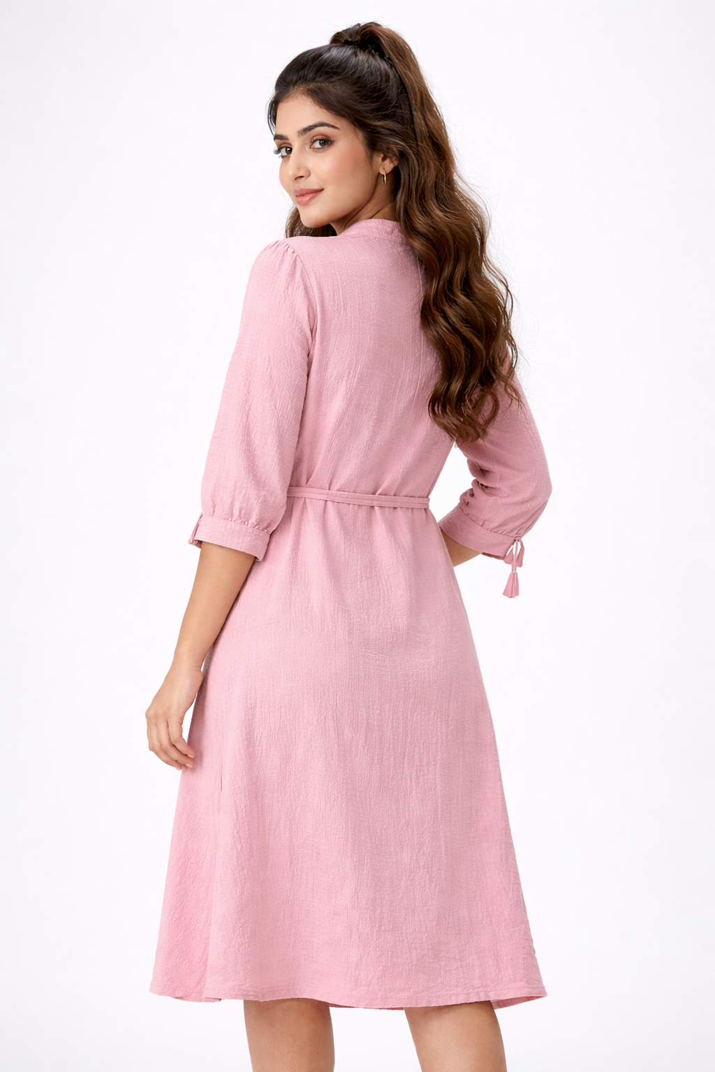 Blush Pink Embroidered A-Line Dress