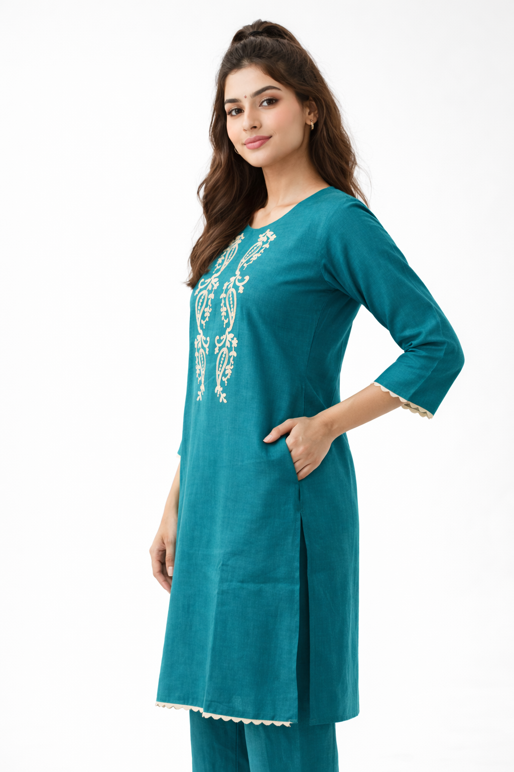Elegant Teal Embroidered Kurta Set for Women