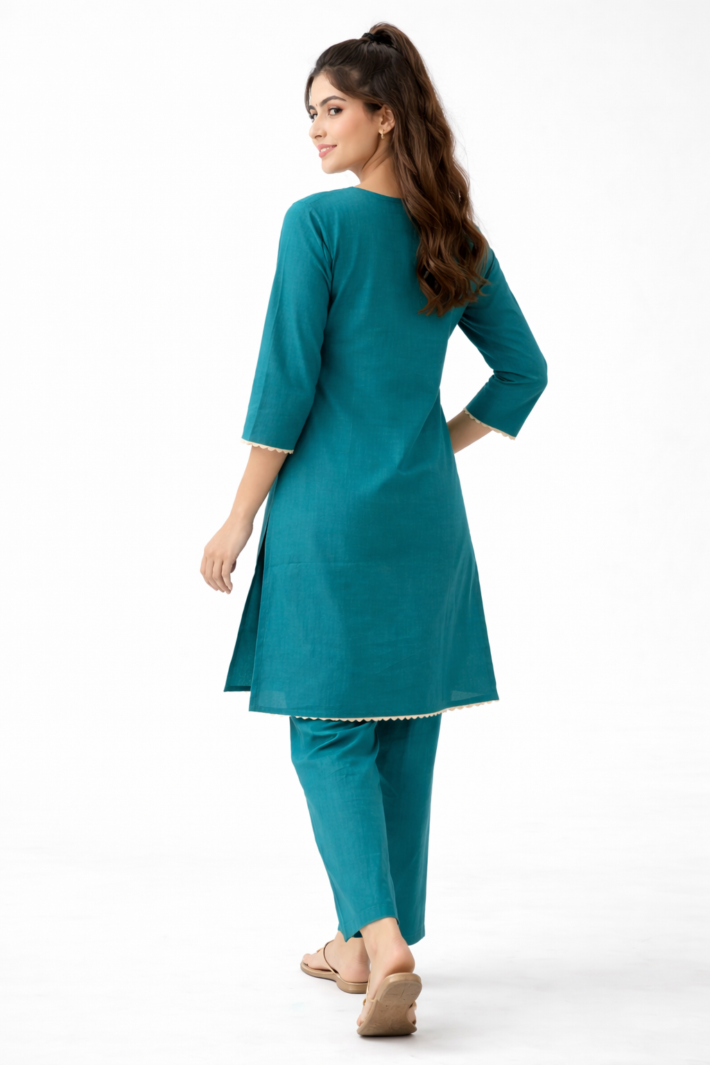 Elegant Teal Embroidered Kurta Set for Women