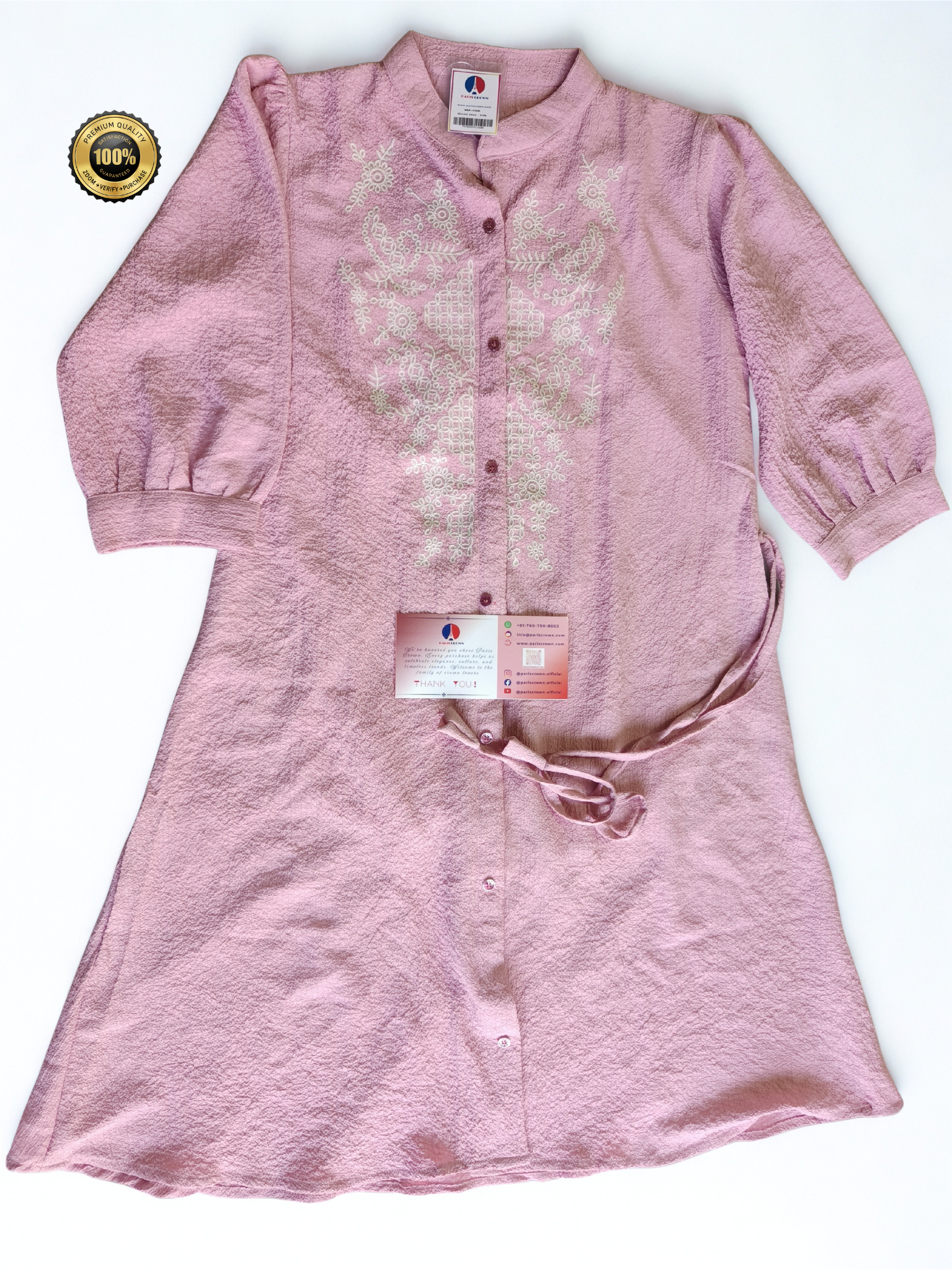 Blush Pink Embroidered A-Line Dress