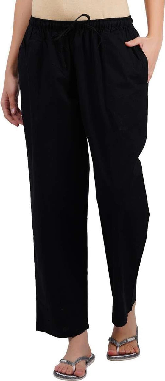 Relaxed Fit Straight-Leg Trousers with Elastic Waist & Adjustable Drawstring