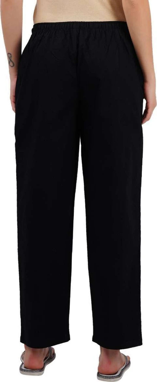 Relaxed Fit Straight-Leg Trousers with Elastic Waist & Adjustable Drawstring