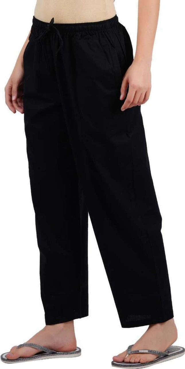 Relaxed Fit Straight-Leg Trousers with Elastic Waist & Adjustable Drawstring